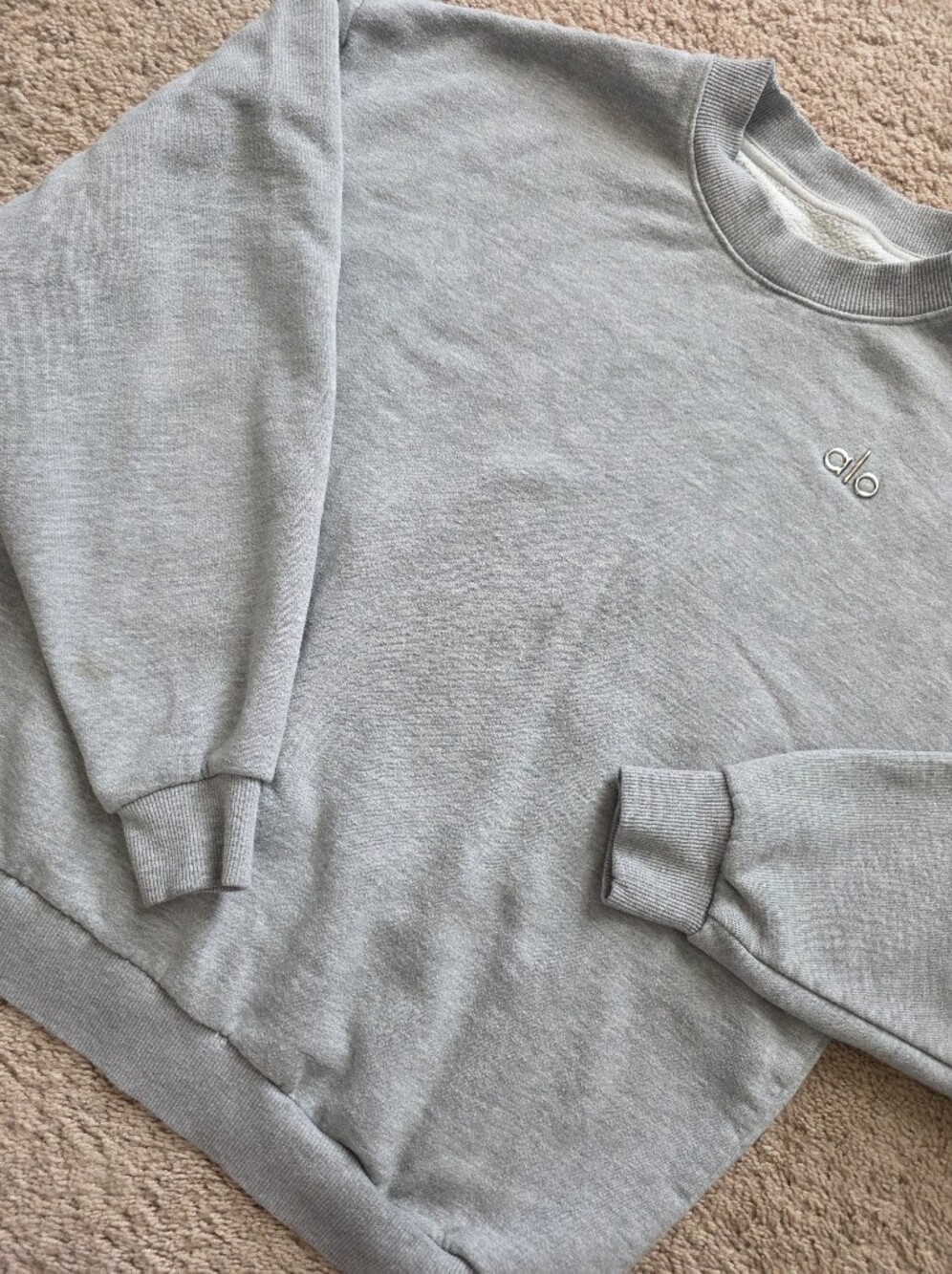Alo Yoga Accolade Crewneck Pullover Sweatshirt Heather Grey Size Small